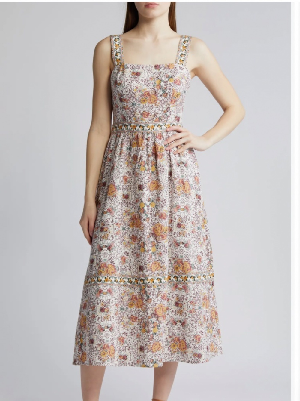 Paige Fiori Floral Linen & Cotton Sundress size 8